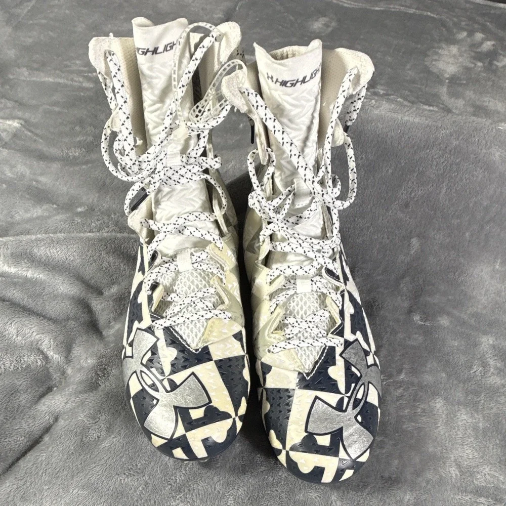 Under Armour Highlight Camo Football Cleats White Black Gray 3028376-001 Mens 9